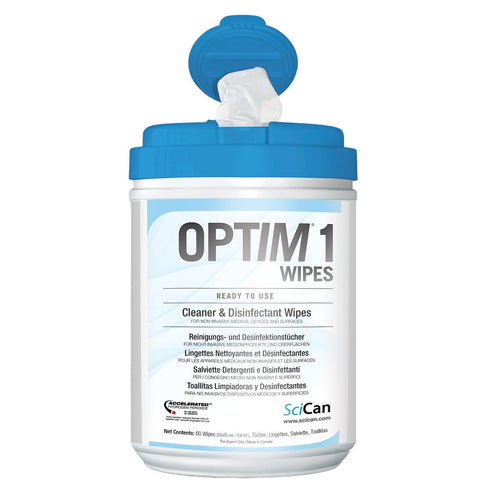 OPTIM 1 One-Step Disinfectant Wipes Case of 12 - 12 x 160 Sheets - 6" x 7"